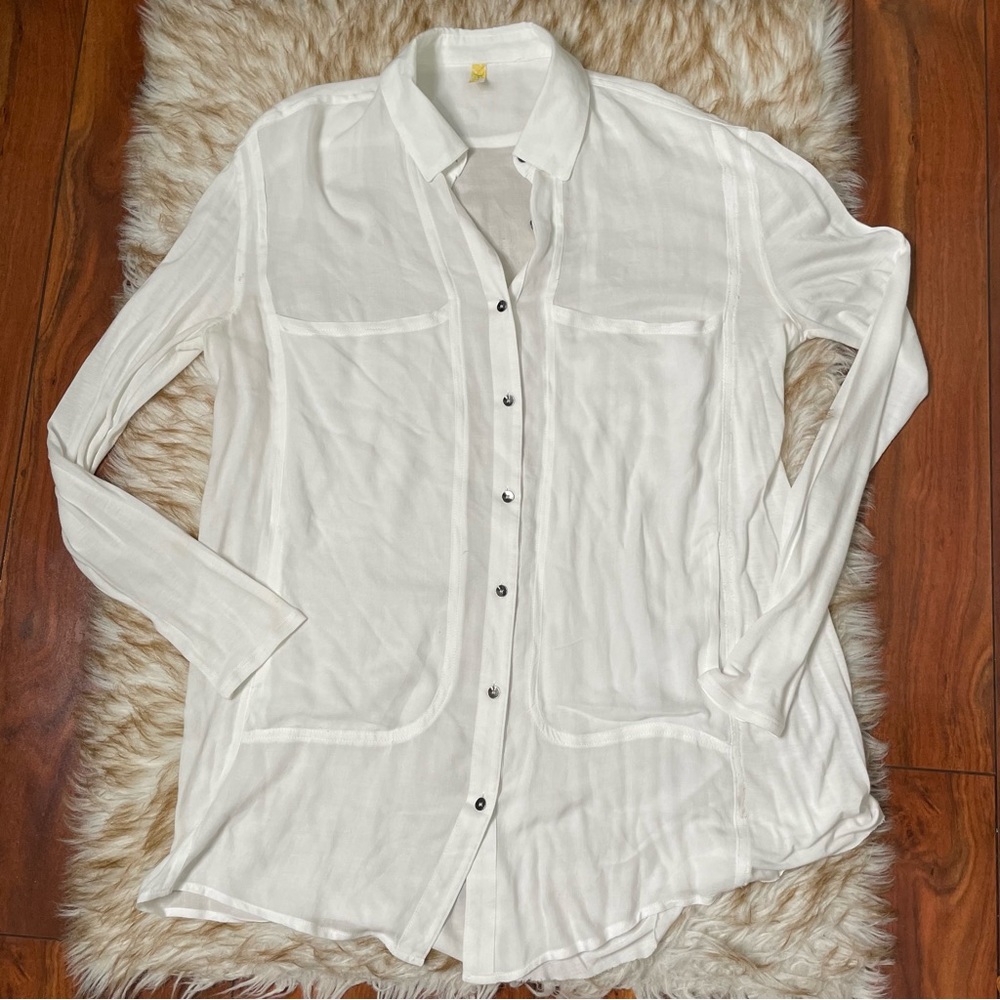 Free People Oversized Button Down Multi Pocket Sh… - image 3